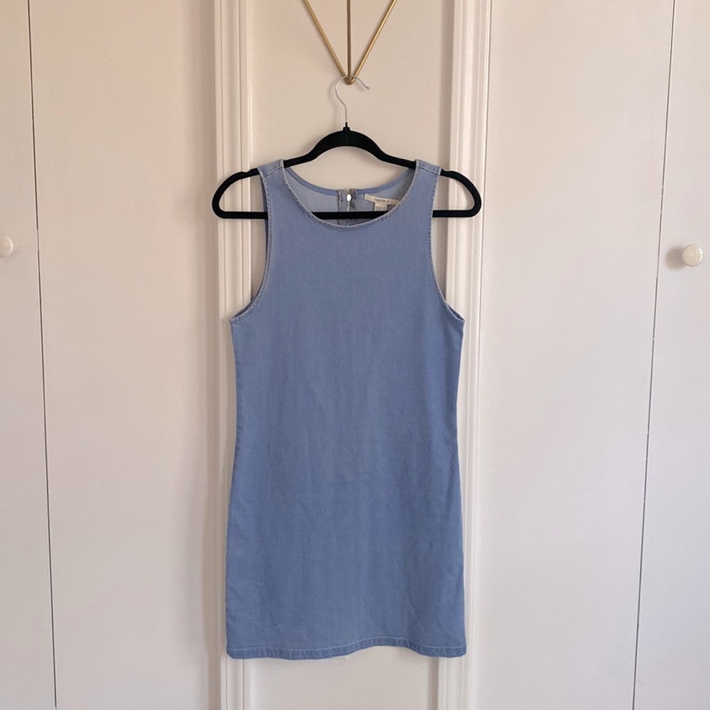Forever 21 stretch denim shift dress with back zipper
